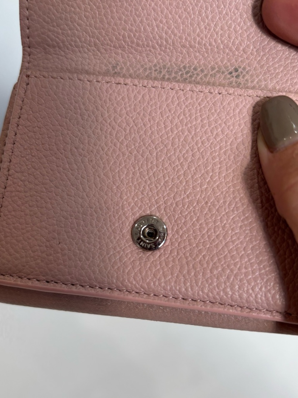 Saint Laurent YSL Blush Pink Leather Small Wallet Snap Closure Compact Mini Coin - Picture 5 of 11